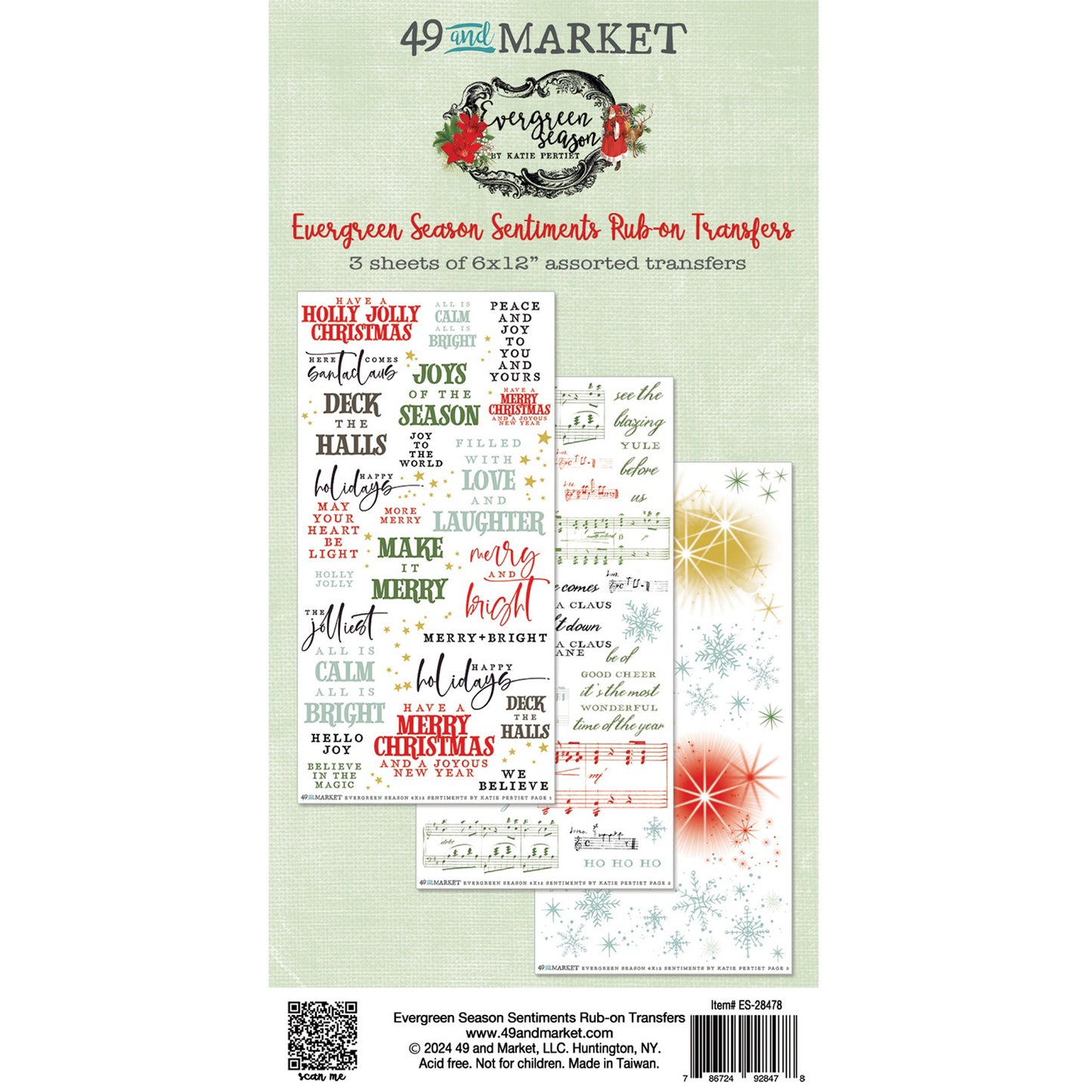 49 and Market - Rub-ons - Evergreen Season Sentiments