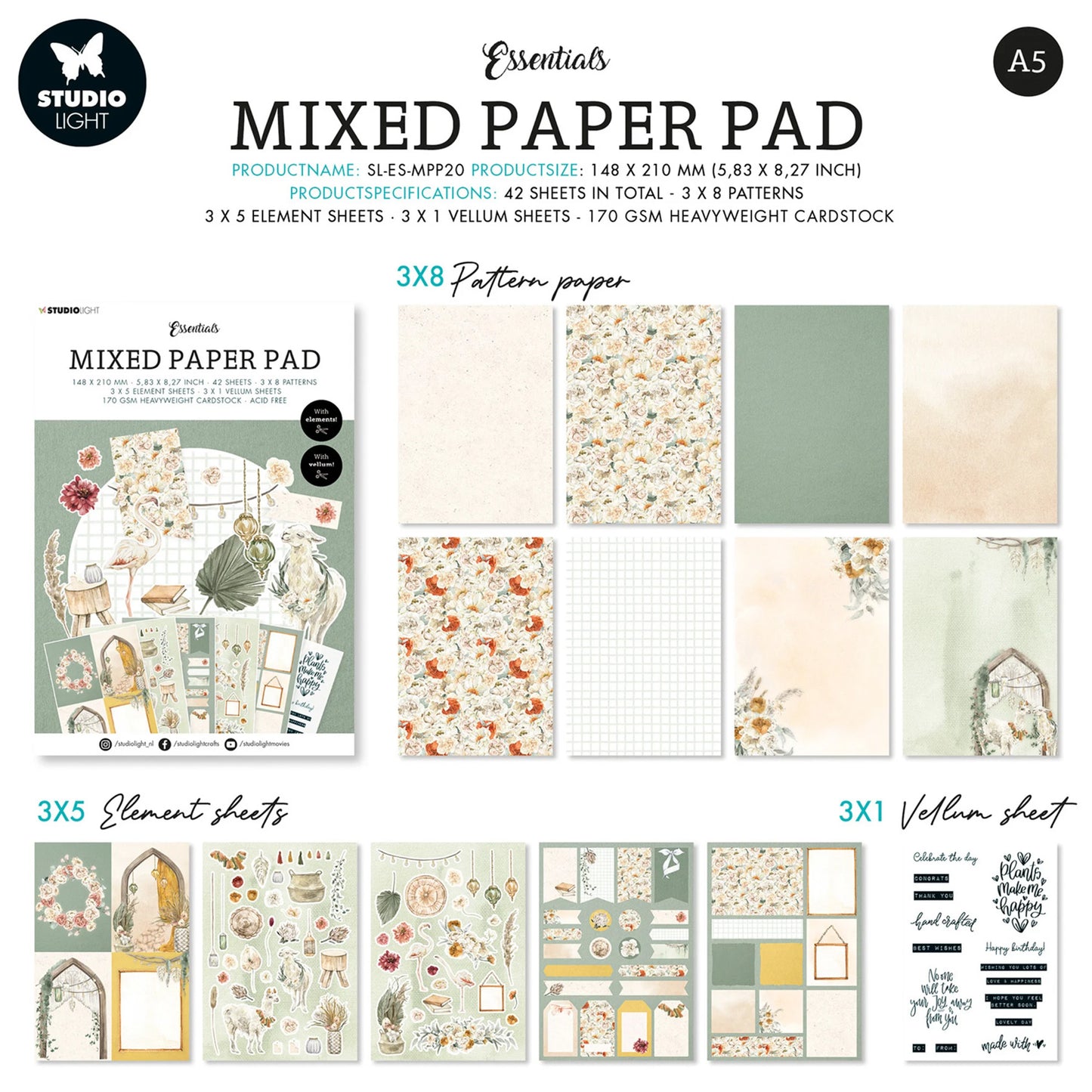 Studio Light - Bloc Papel A5 - Bohemian Spring