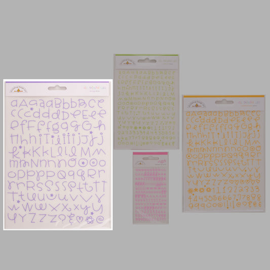 Doodlebug Design - Rub-ons Alpha Large - All Mixed Up Lilac