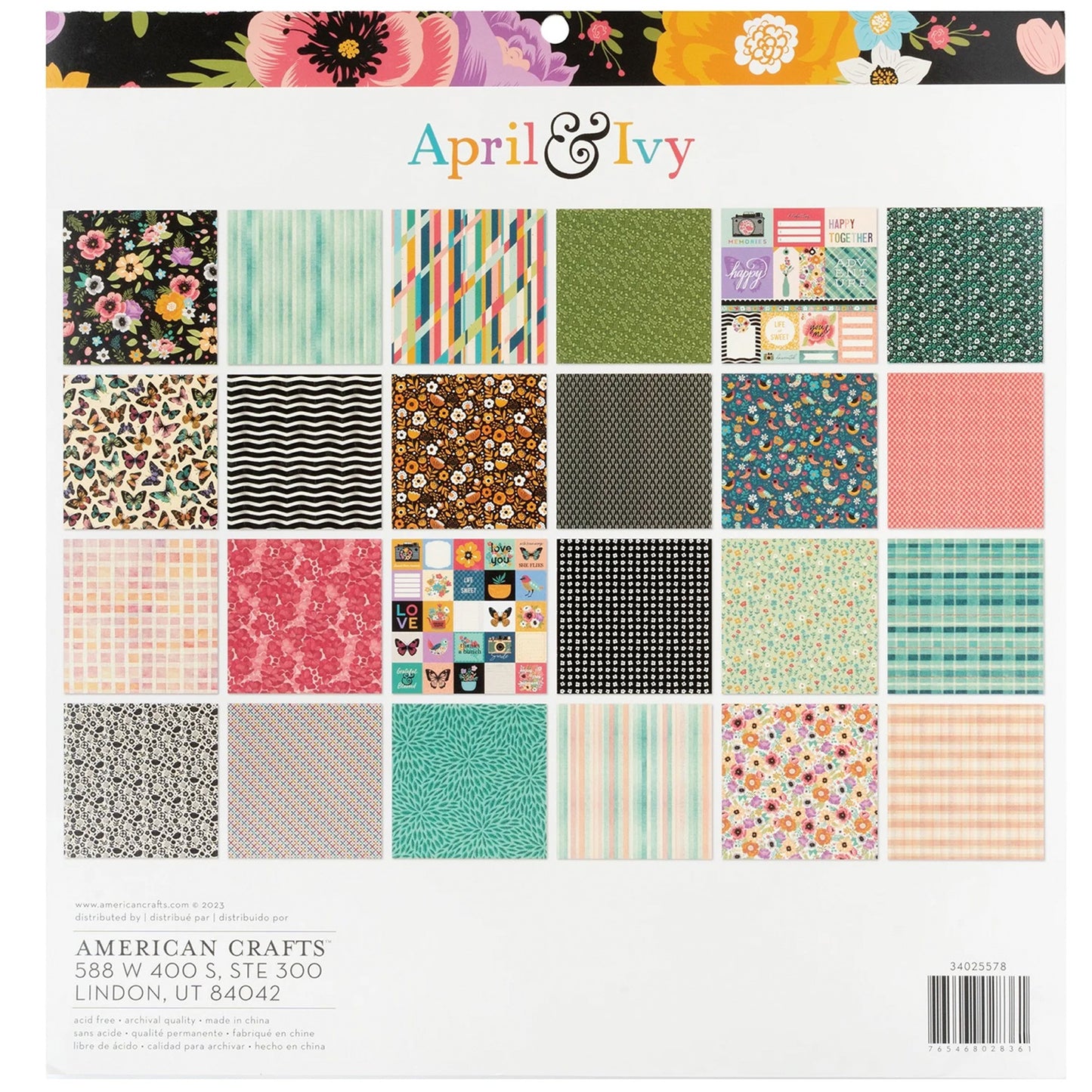 American Crafts - Bloc Papel 12 x 12 - April & Ivy