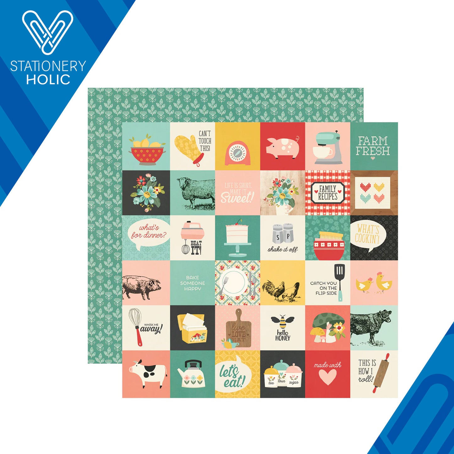 Simple Stories - Hoja Papel 12 x 12 - Apron Strings - 2x2 Elements
