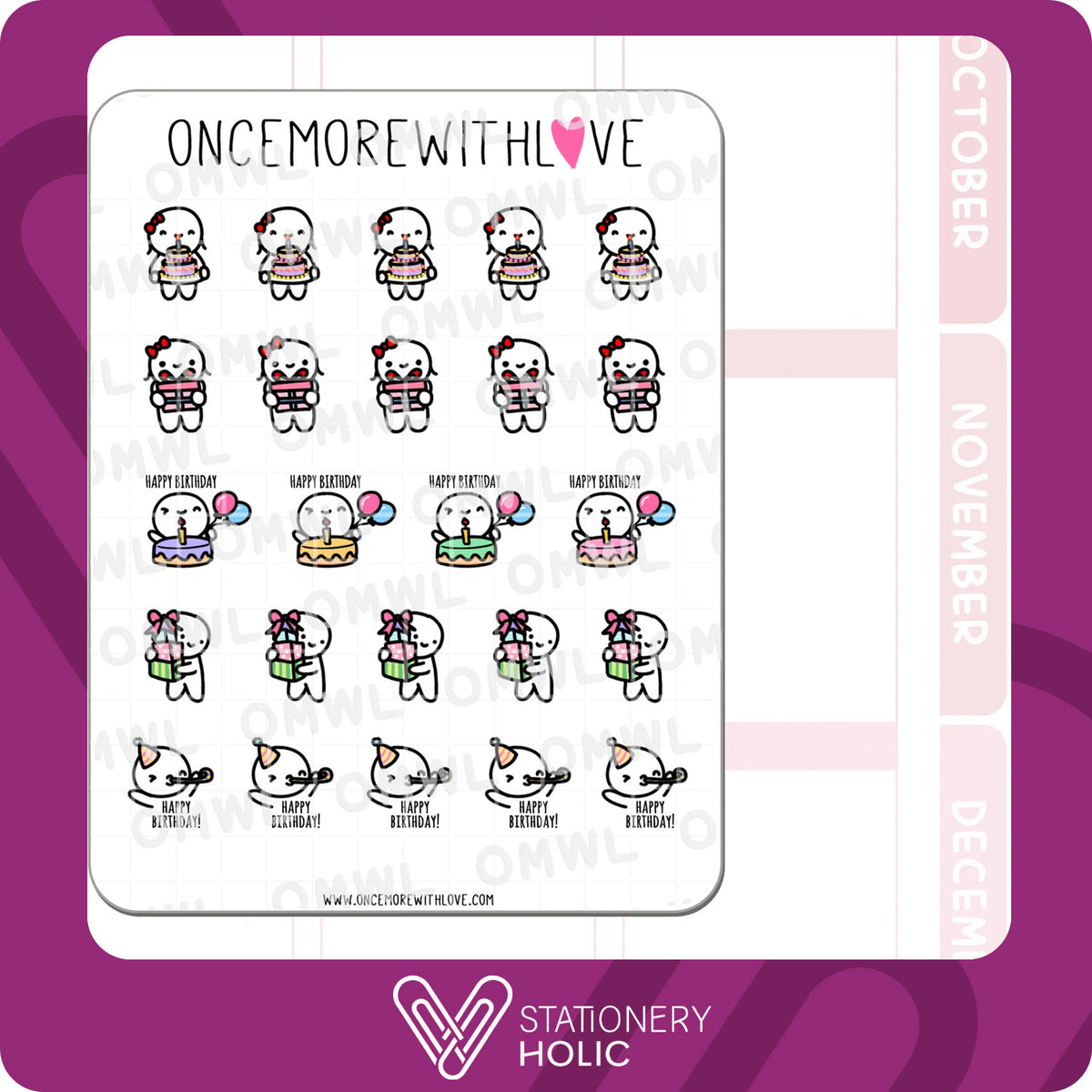 Once More With Love - Stickers - Birthday Deco