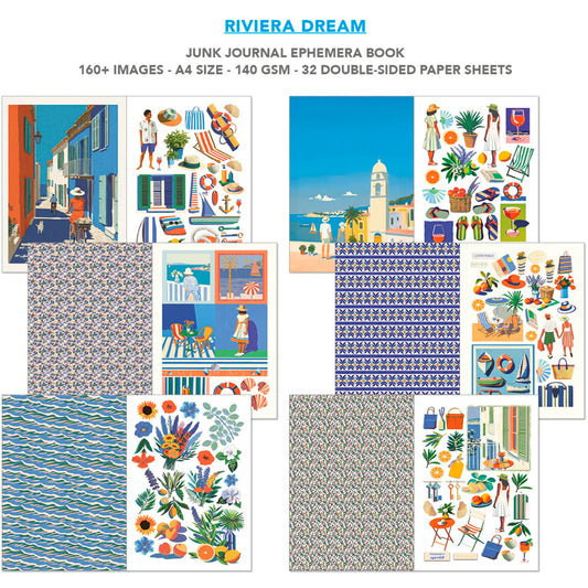 Ciao Bella - Junk Journal Ephemera Book A4 - Riviera Dream