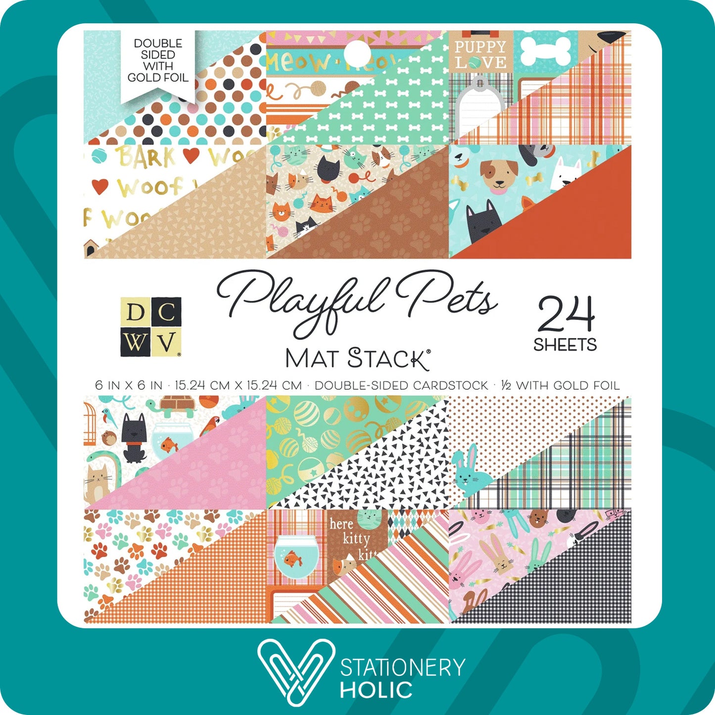 DCWV - Bloc Papel 6 x 6 - Playful Pets