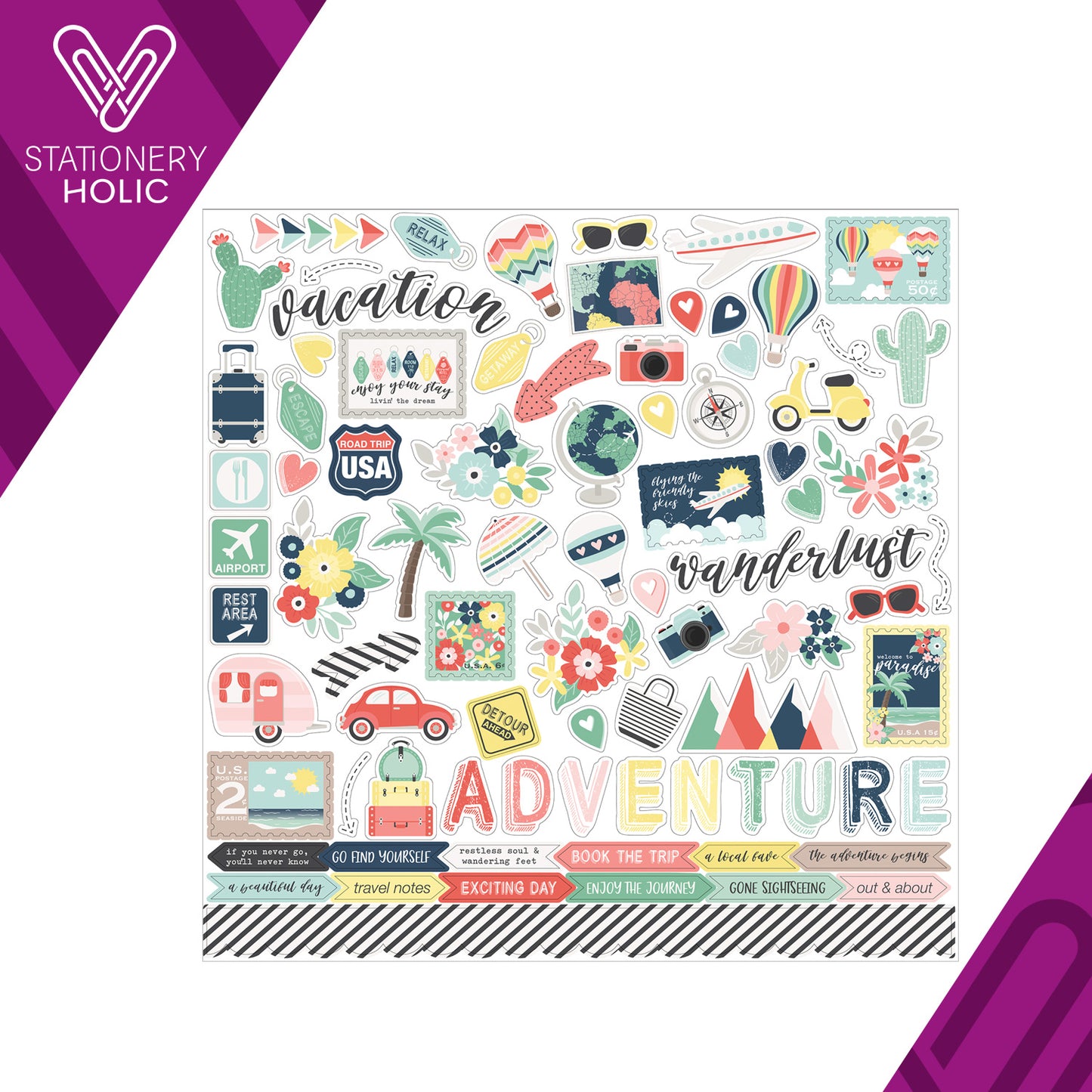 Echo Park - Hoja de Stickers 12 x 12 - Away We Go