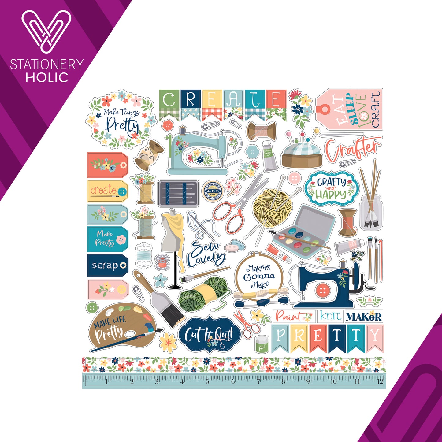 Echo Park - Hoja de Stickers 12 x 12 - Craft & Create