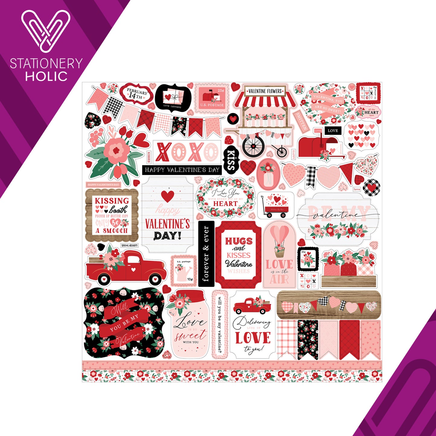 Echo Park - Hoja de Stickers 12 x 12 - Hello Valentine