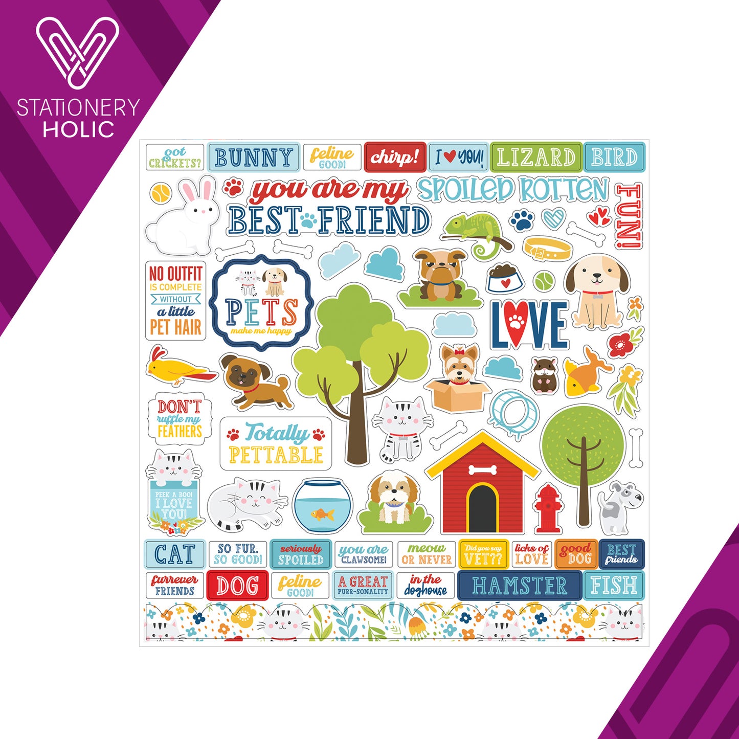 Echo Park - Hoja de Stickers 12 x 12 - Pets