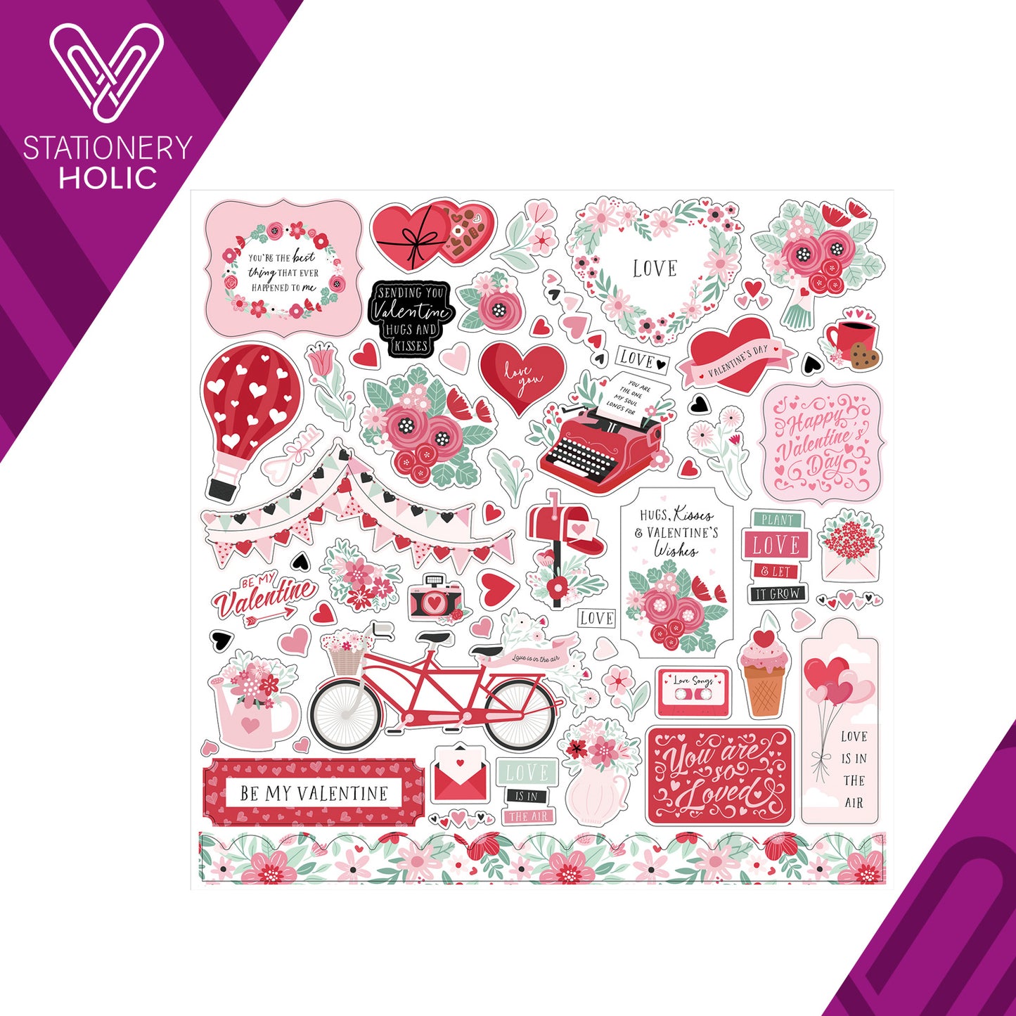 Echo Park - Hoja de Stickers 12 x 12 - Valentine's Day