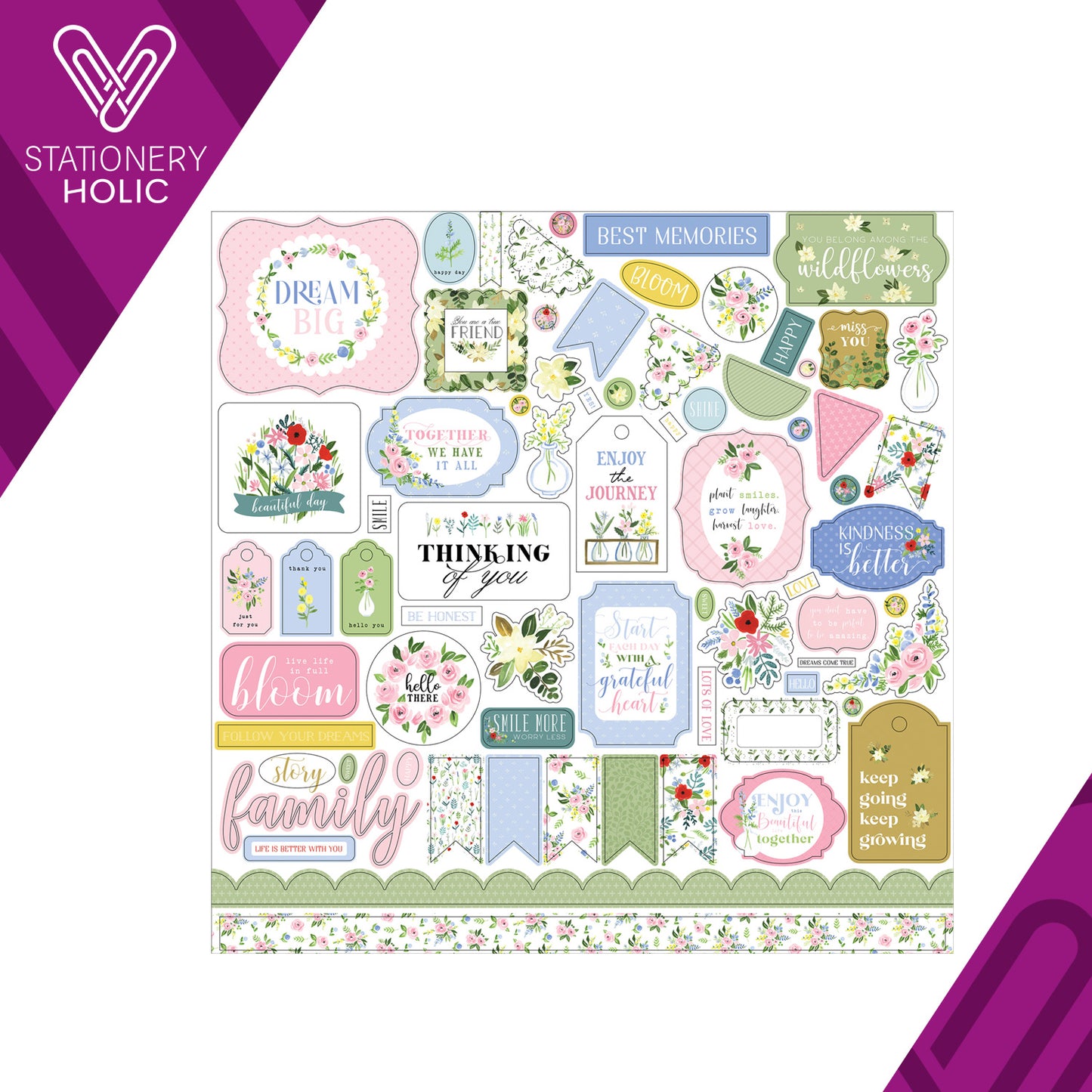 Echo Park - Hoja de Stickers 12 x 12 - Flora No. 4