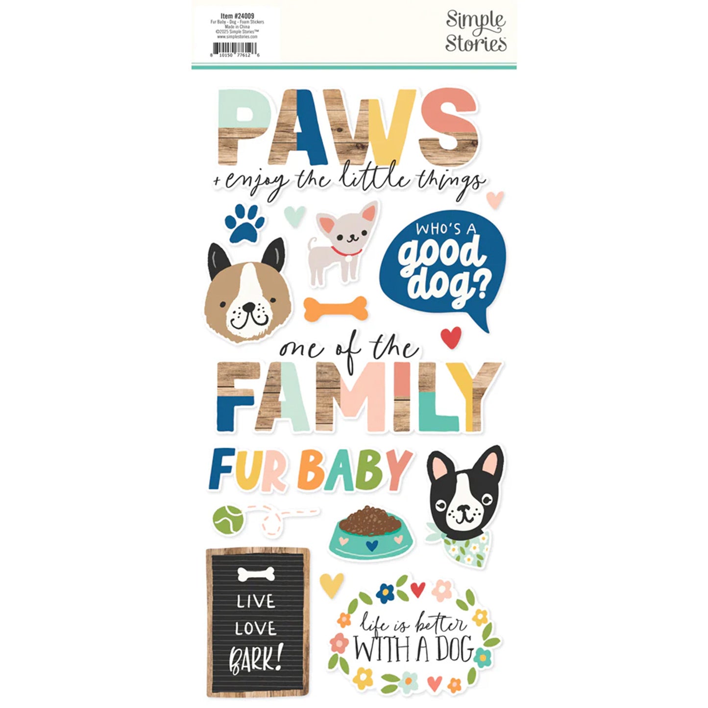 Simple Stories - Foam Stickers 6 x 12 - Fur Baby Dog