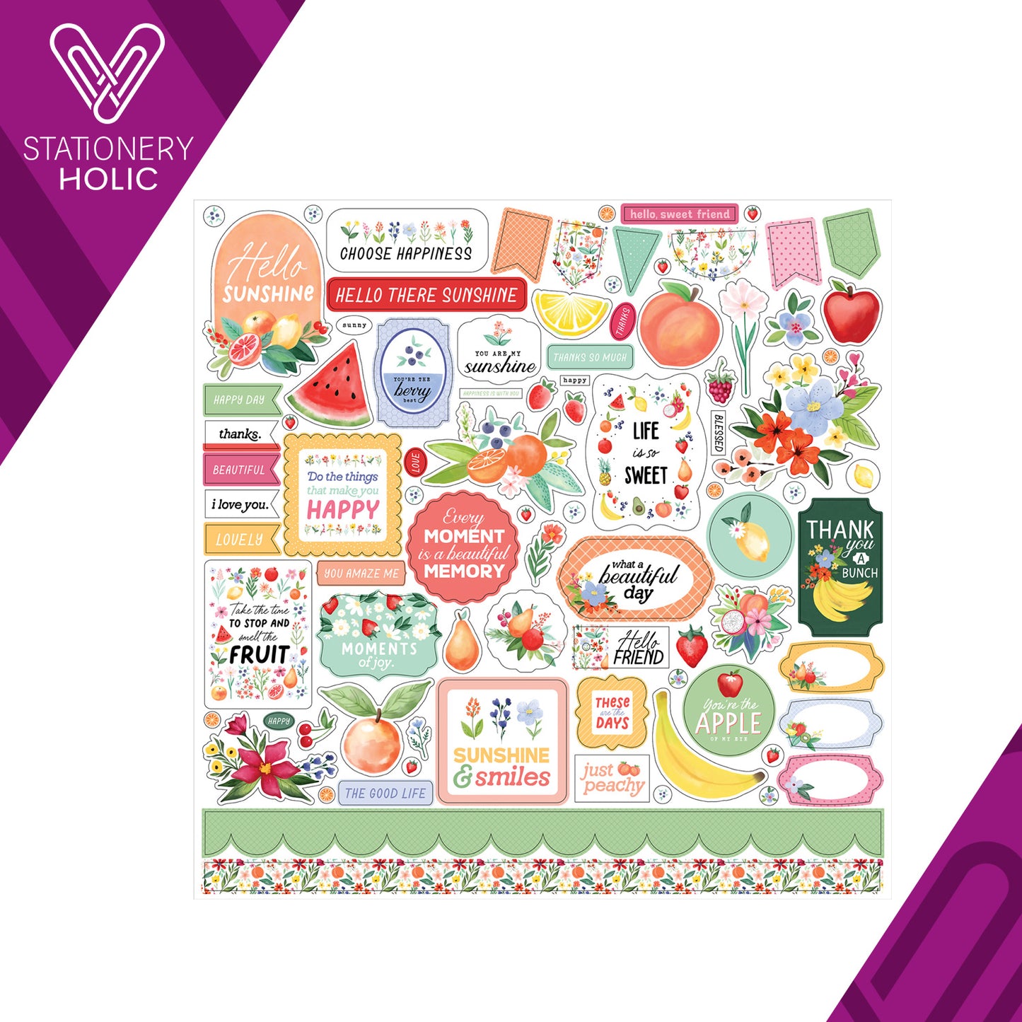 Echo Park - Hoja de Stickers 12 x 12 - Fruit Stand