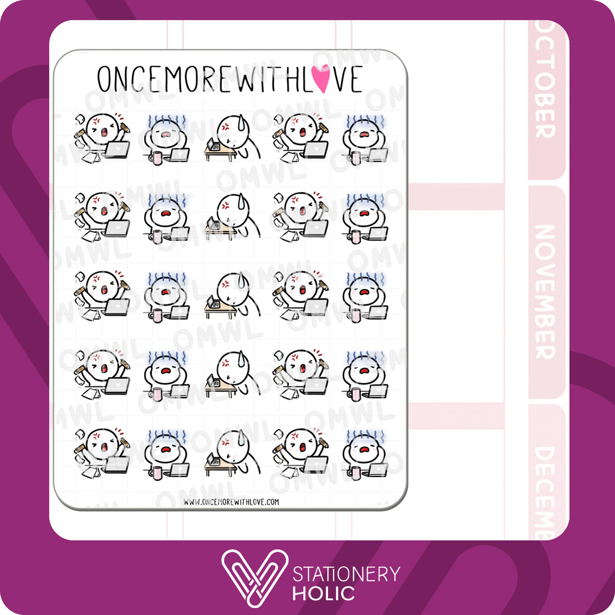 Once More With Love - Stickers - Frustrated with Work