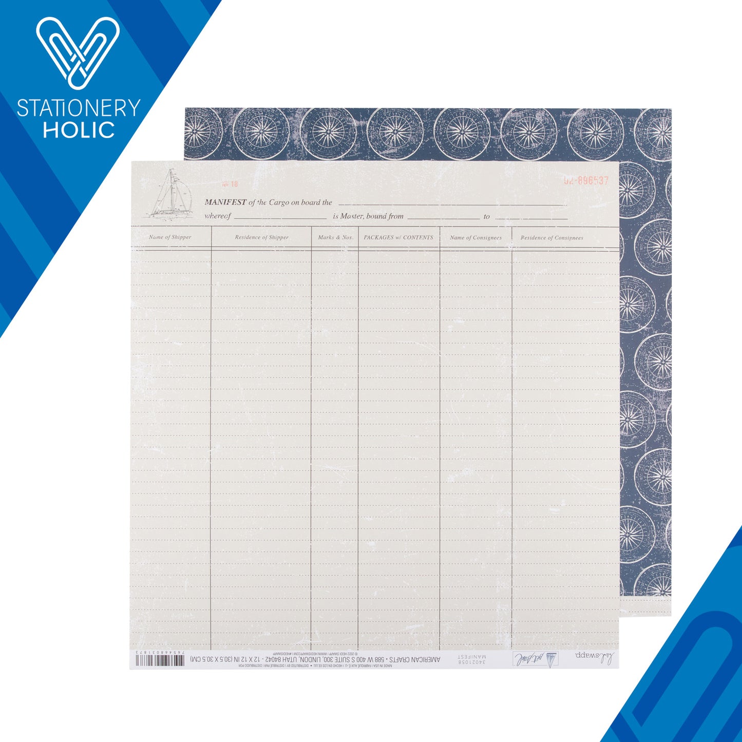 Heidi Swapp - Hoja de Papel 12 x 12 - Set Sail - Manifest