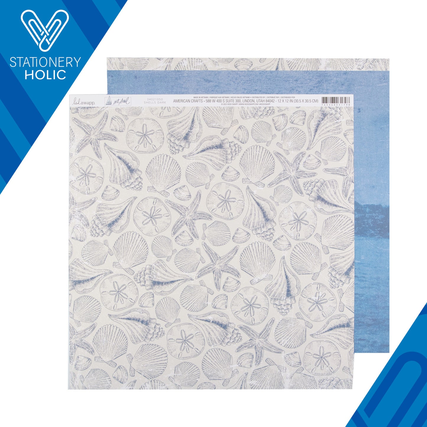 Heidi Swapp - Hoja de Papel 12 x 12 - Set Sail - Shells Dark