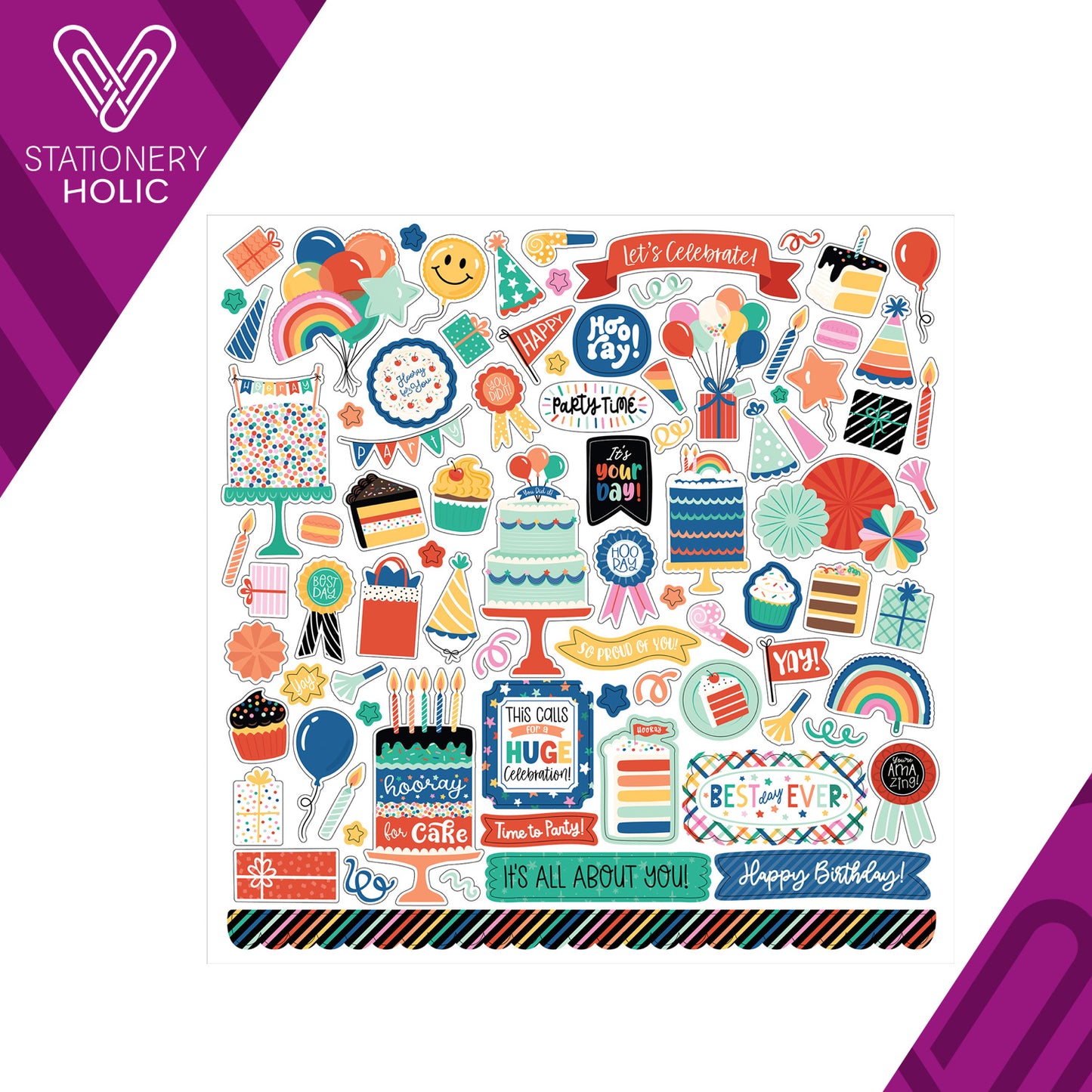 Echo Park - Hoja de Stickers 12 x 12 - Hip Hip Hooray