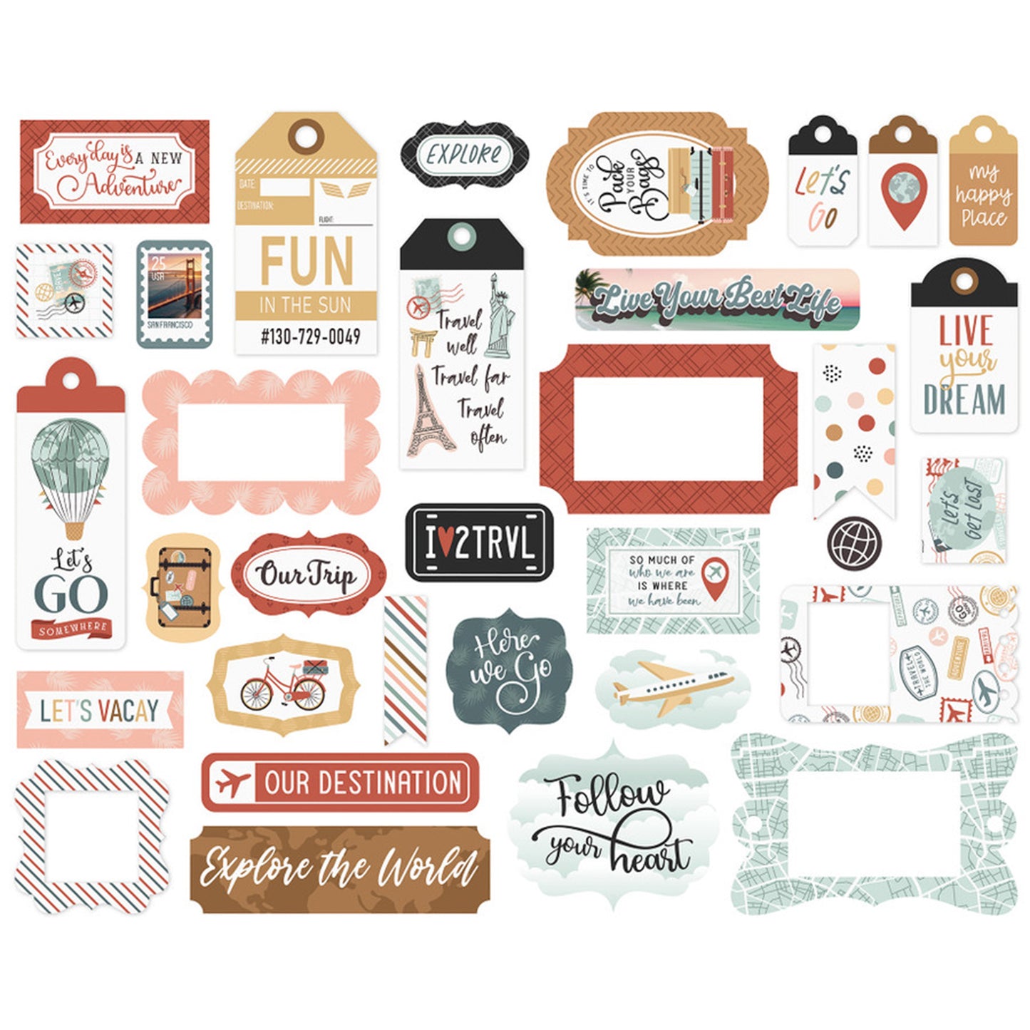 Echo Park - Ephemera Frames & Tags - Let's Take The Trip