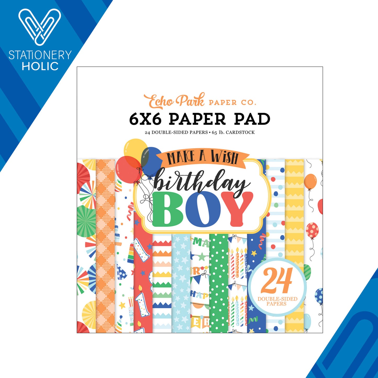 Echo Park - Bloc Papel 6 x 6 - Make A Wish Birthday Boy