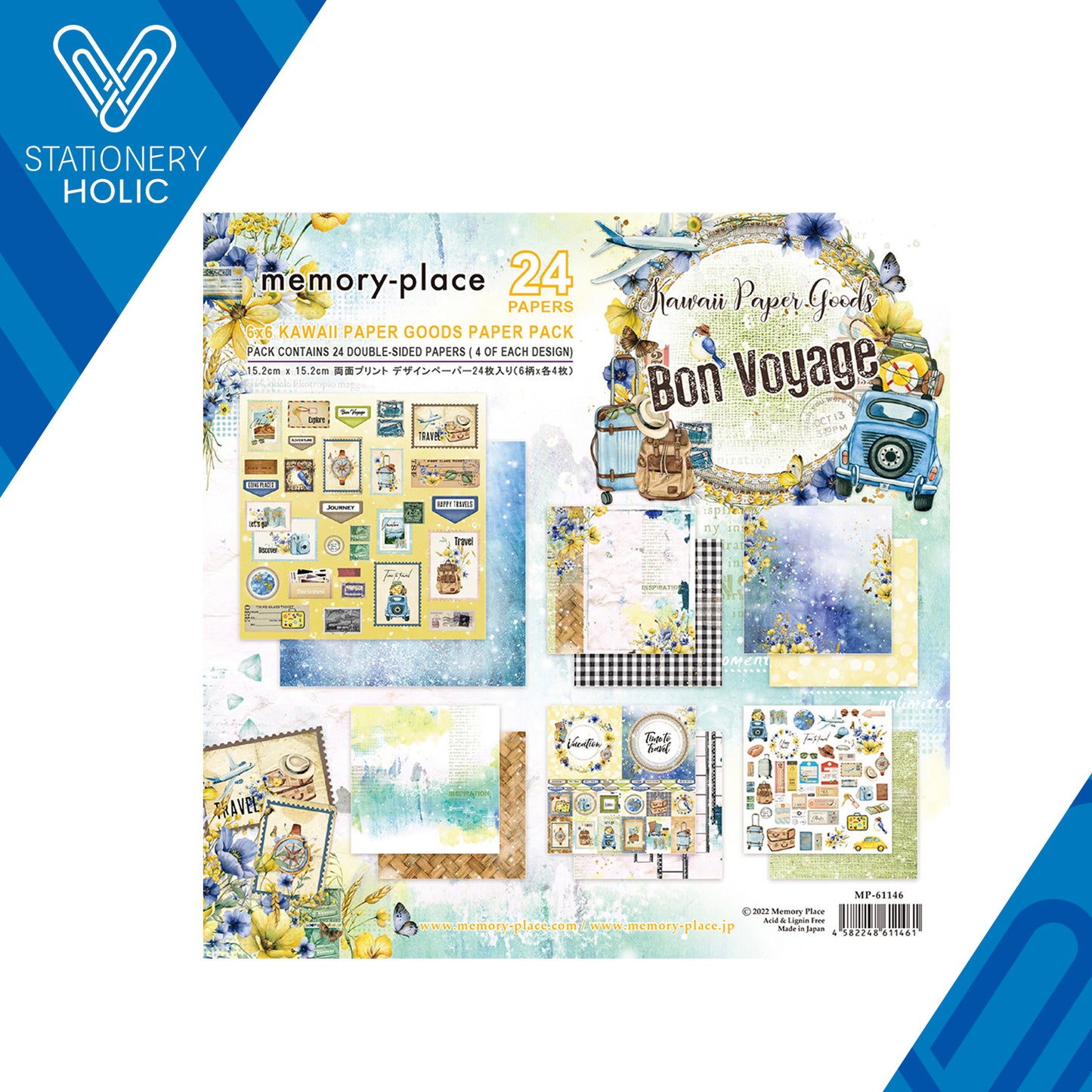 Memory Place - Bloc Papel 6 x 6 (24 hojas) - Bon Voyage