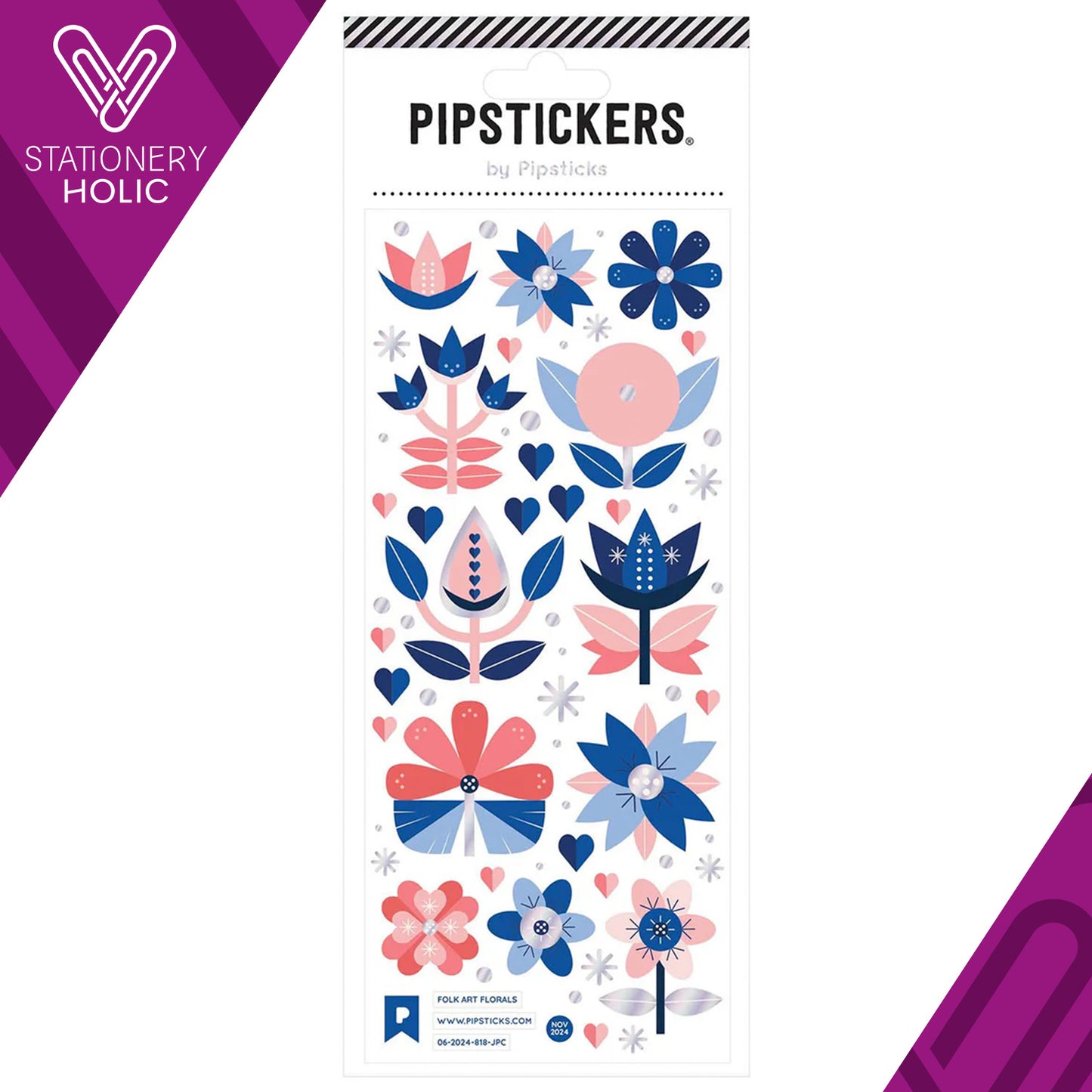 Pipsticks - Stickers 3x7" - Folk Art Florals