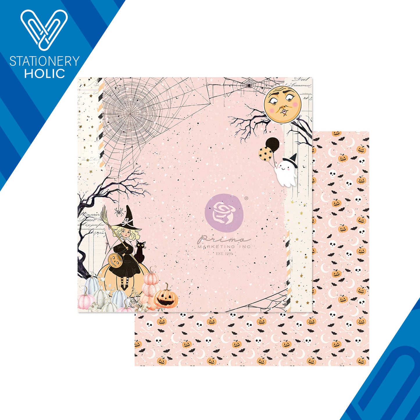 Prima Marketing - Hoja Papel 12 x 12 con Foil - Luna Halloween Night