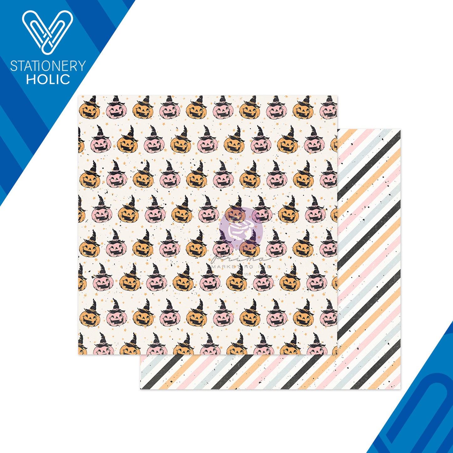 Prima Marketing - Hoja Papel 12 x 12 con Foil - Thirty One Jack-O-Lanterns