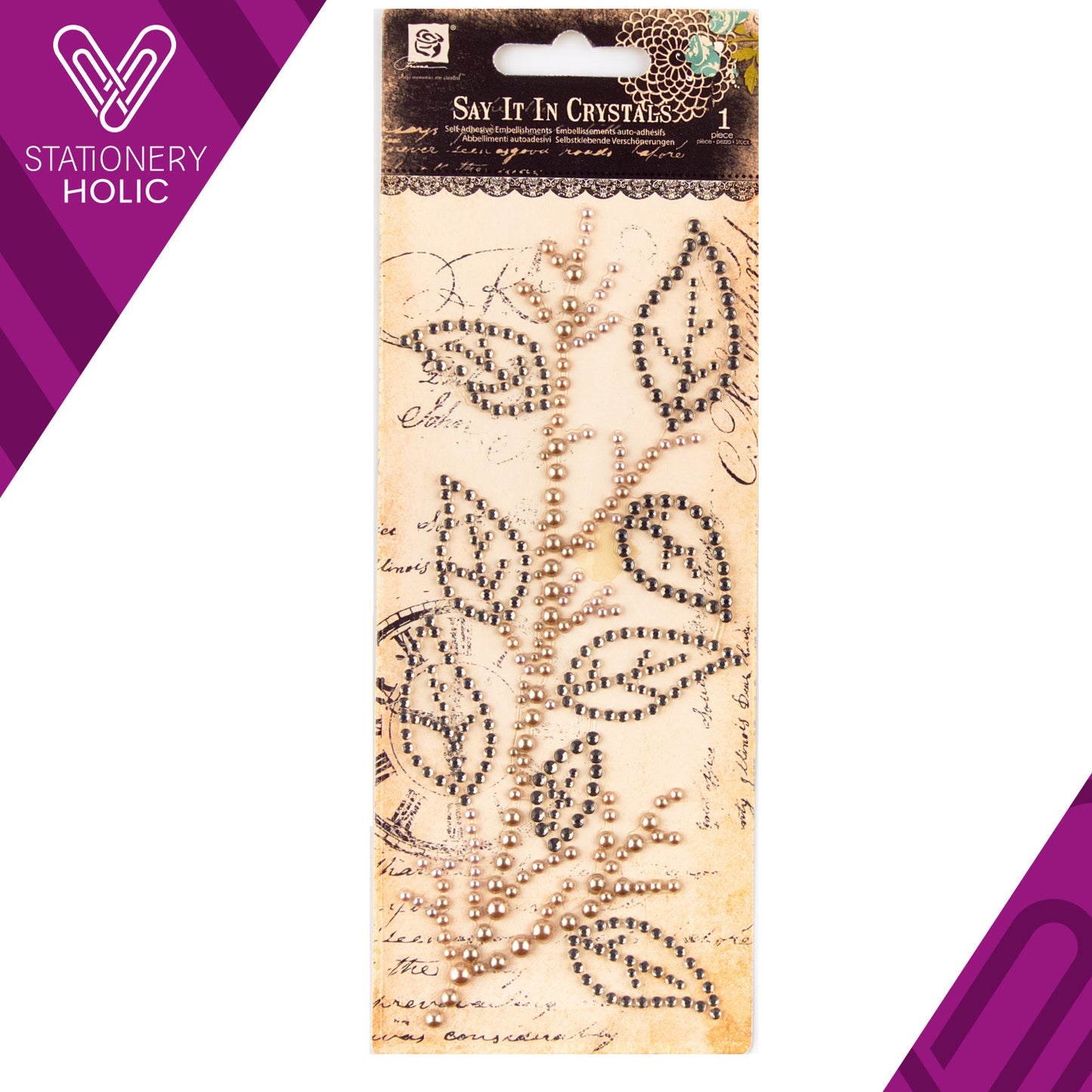 Prima Marketing - Say It Crystals - Silver Leaves