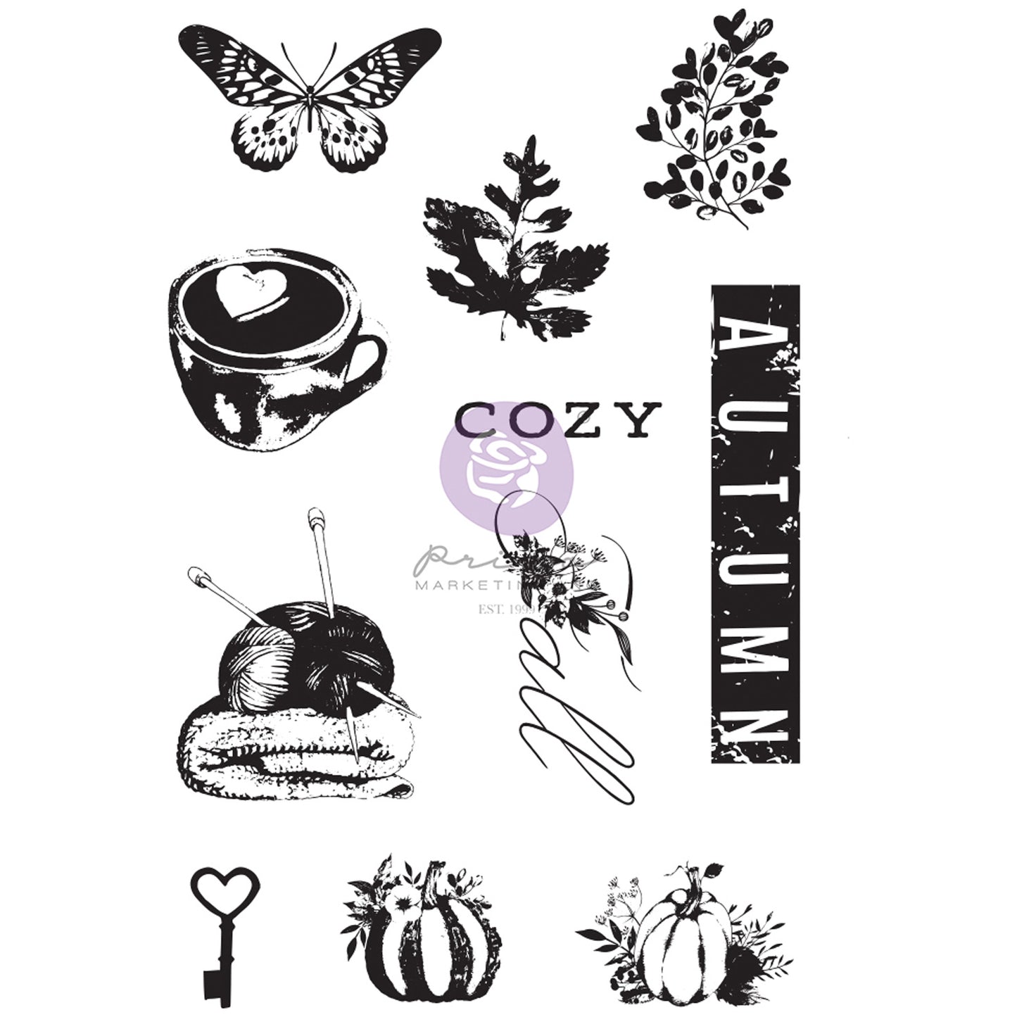 Prima Marketing - Sellos 4 x 6 - Hello Pink Autumn