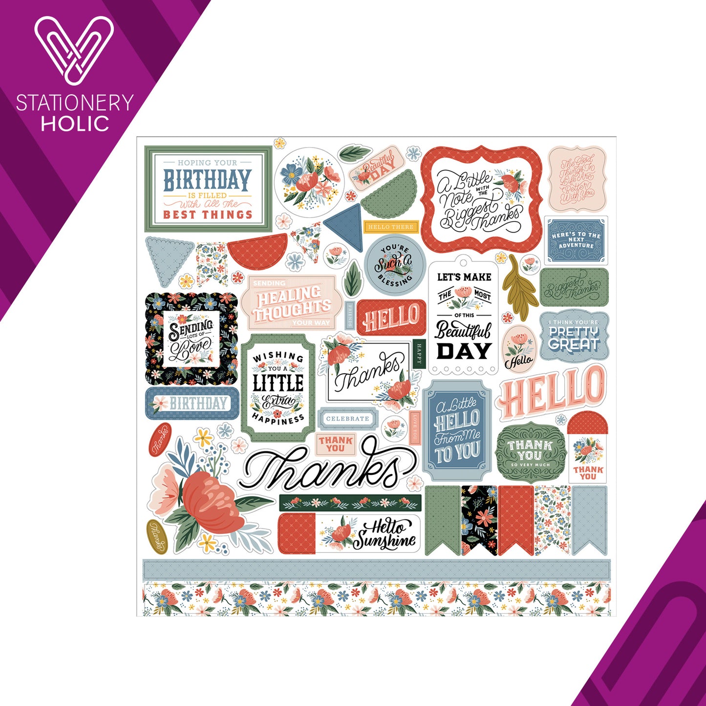 Echo Park - Hoja de Stickers 12 x 12 - Salutations No. 2