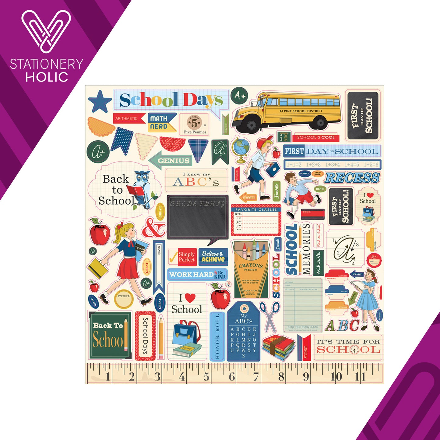 Echo Park - Hoja de Stickers 12 x 12 - School Days