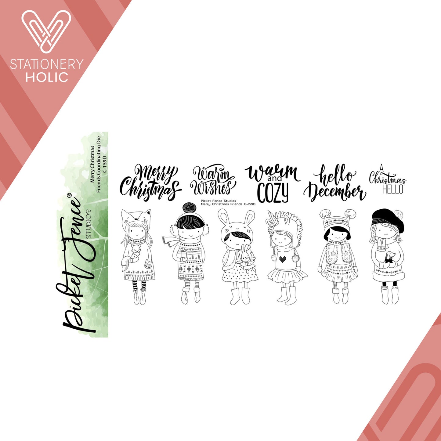 Picket Fence Studios - Sellos 4 x 8 - Merry Christmas Friends