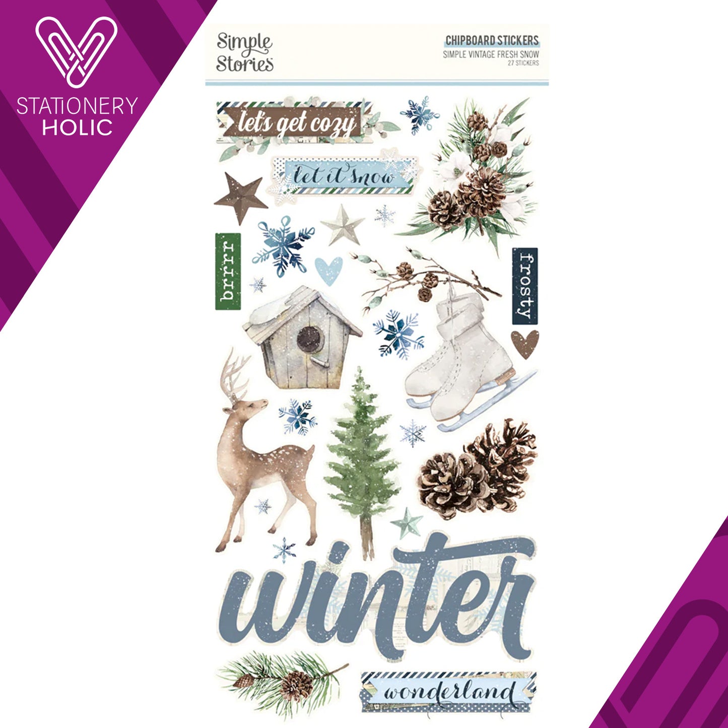 Simple Stories - Chipboards 6 x 12 - Fresh Snow