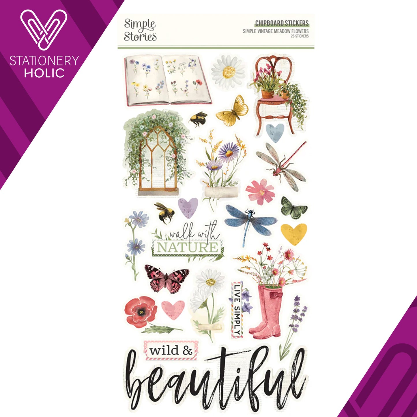 Simple Stories - Chipboards 6 x 12 - Meadow Flowers