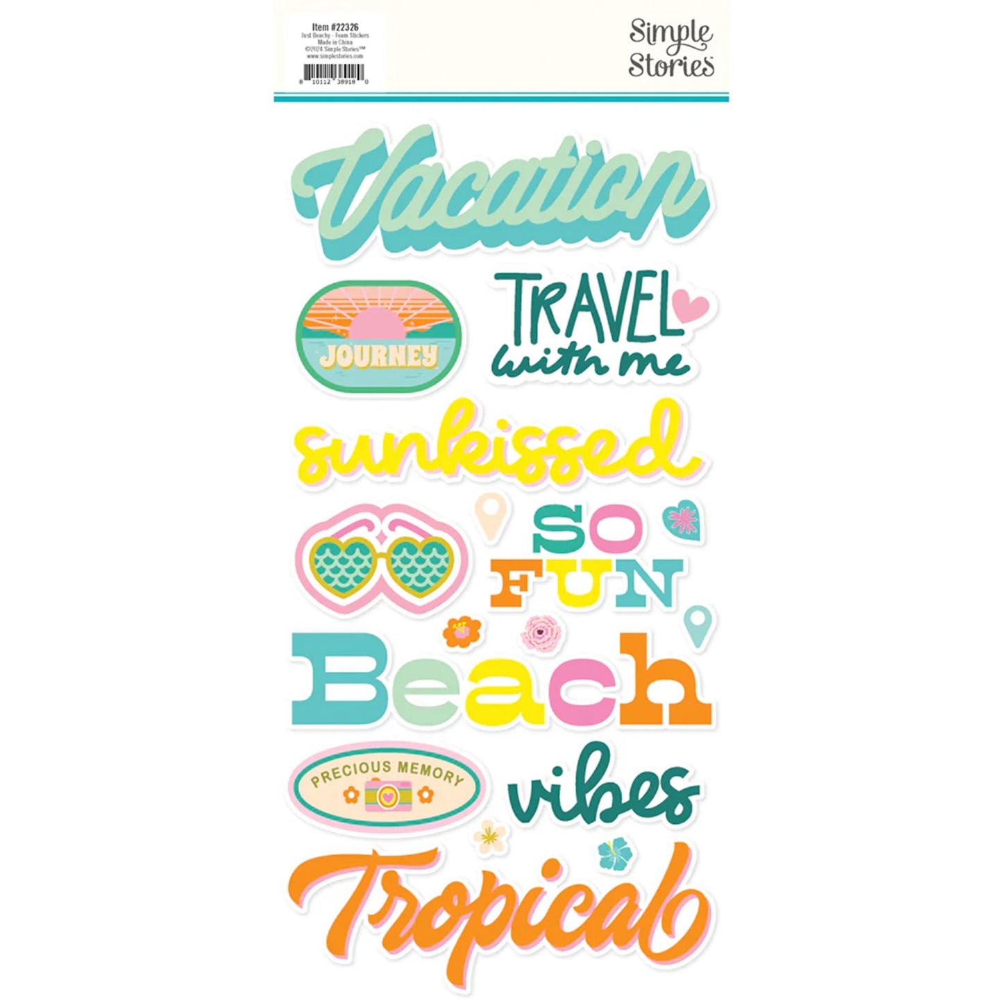Simple Stories - Foam Stickers 6 x 12 - Just Beachy
