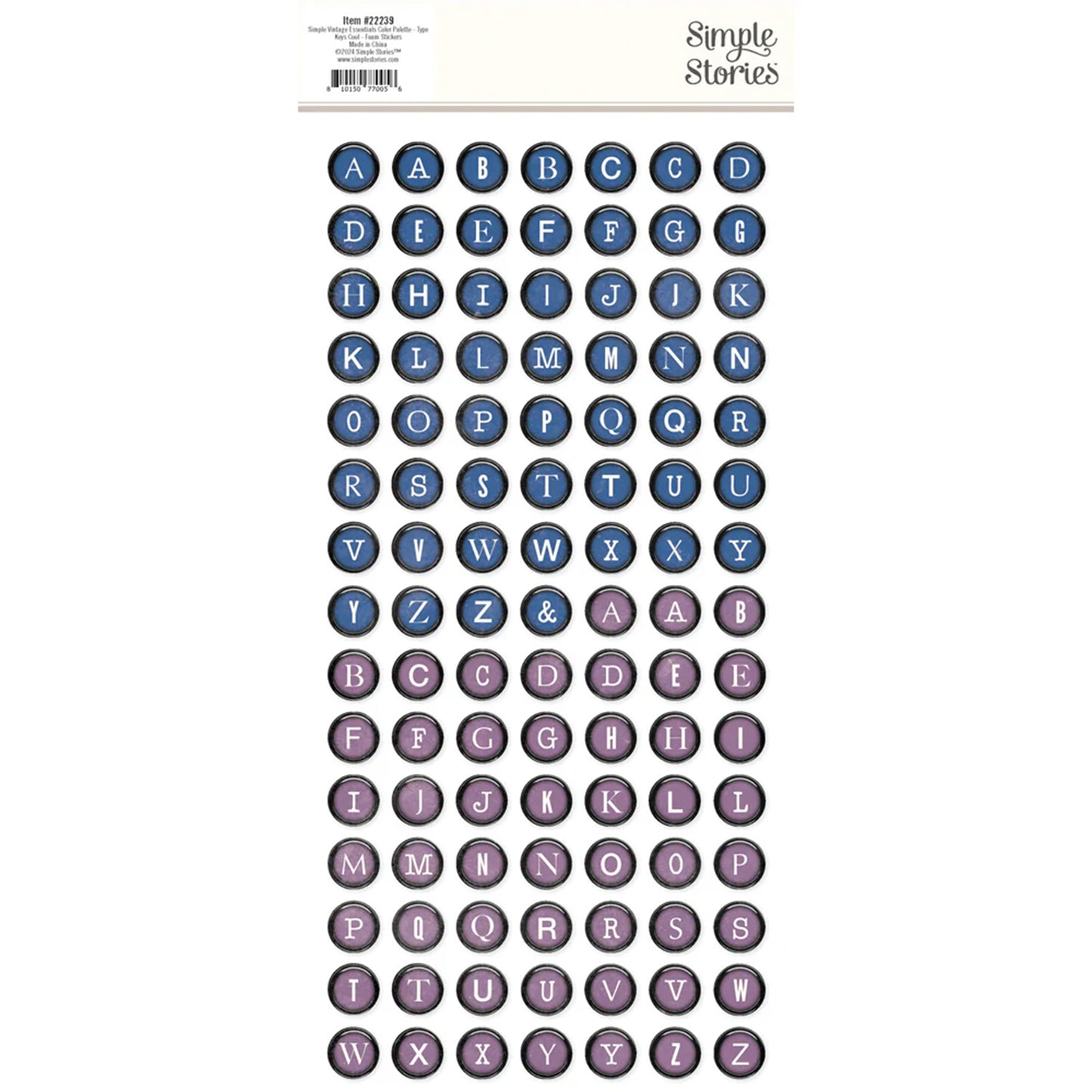 Simple Stories - Foam Stickers 6 x 12 - Type Keys Cool