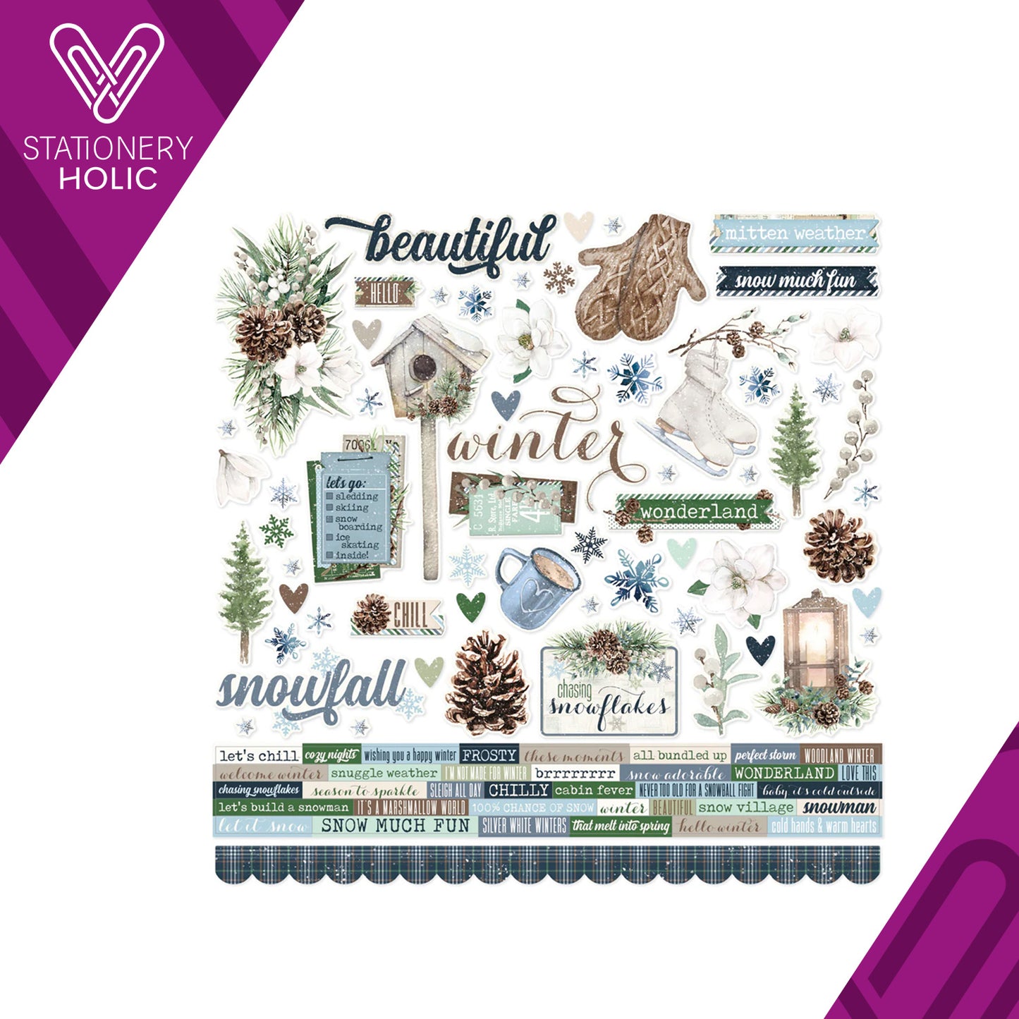 Simple Stories - Hoja Stickers 12 x 12 - Fresh Snow