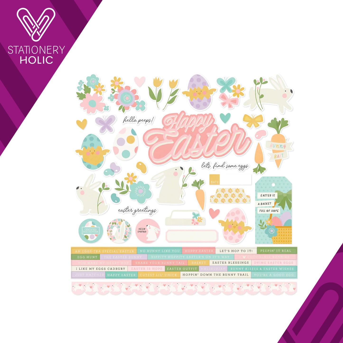 Simple Stories - Hoja Stickers 12 x 12 - Hoppy Easter