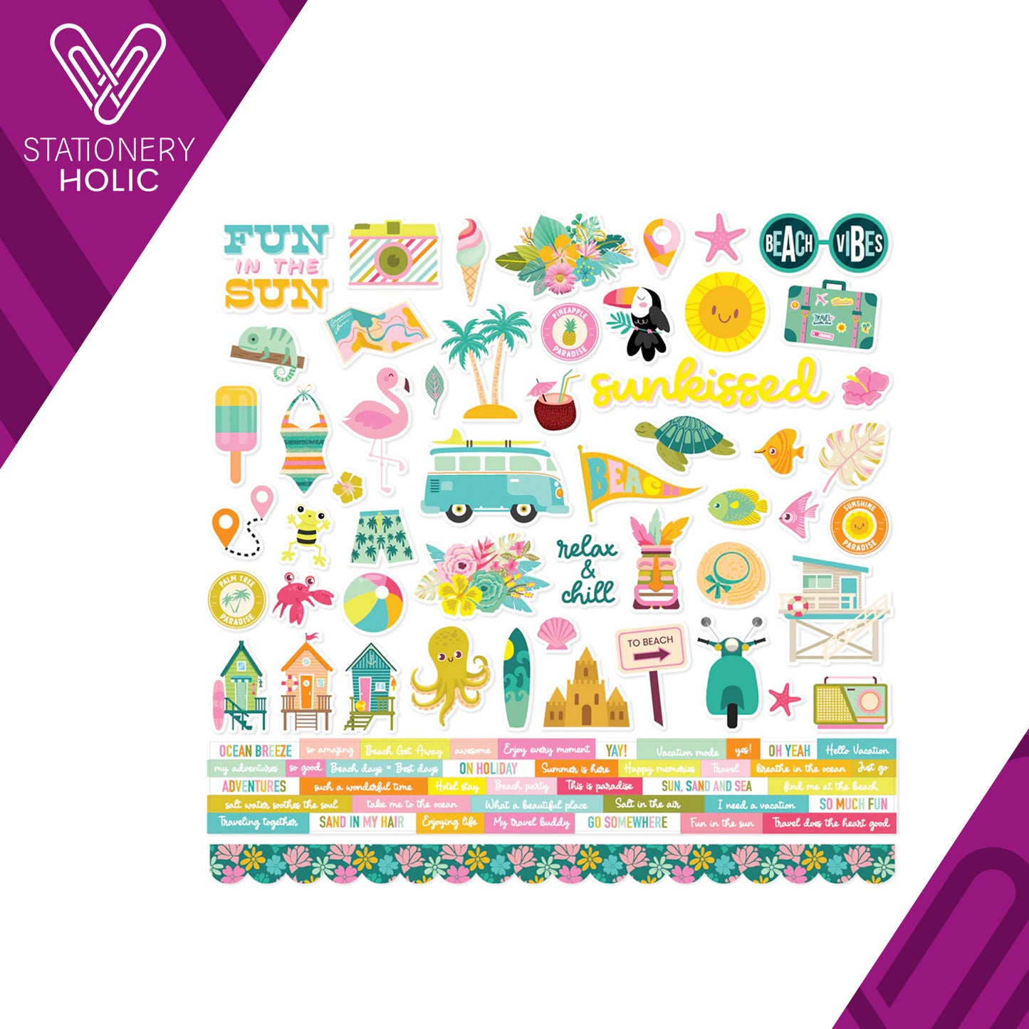 Simple Stories - Hoja Stickers 12 x 12 - Just Beachy