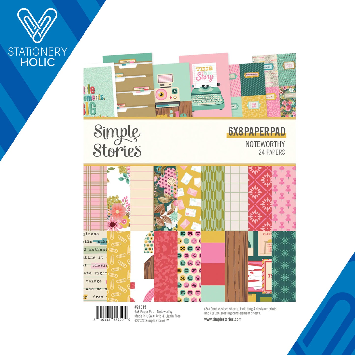 Simple Stories - Block Papel 6 x 8 - Noteworthy