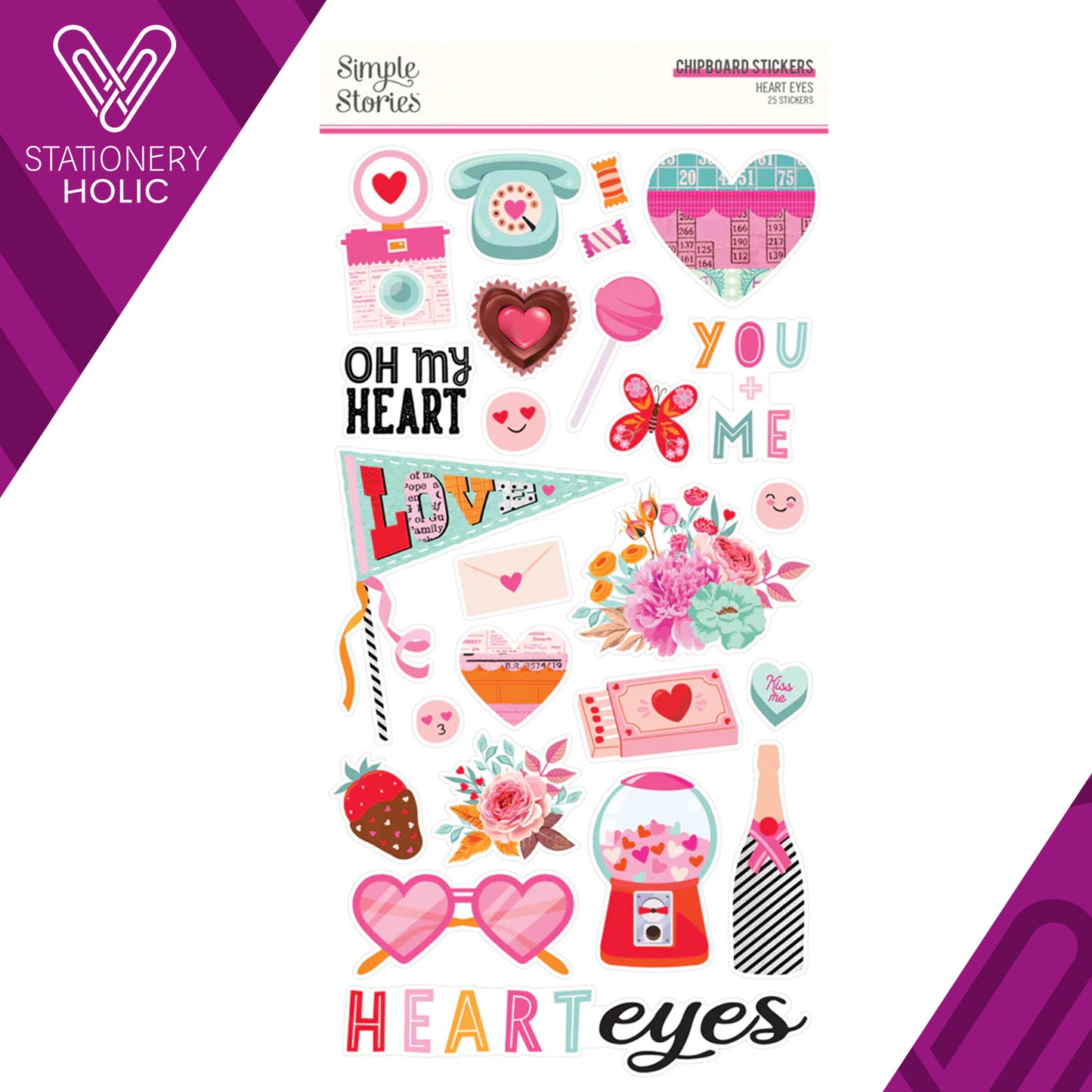 Simple Stories - Chipboards 6 x 12 - Heart Eyes