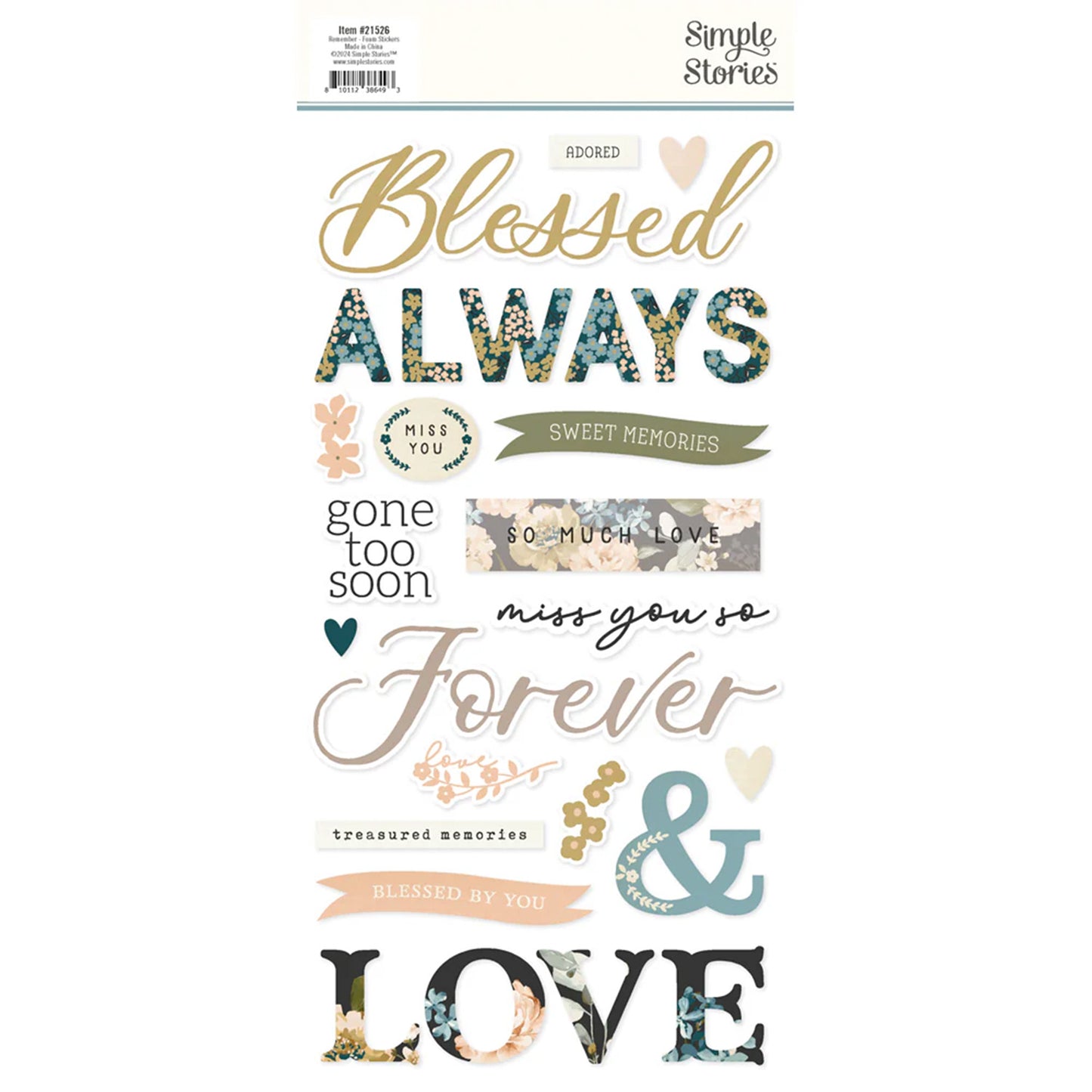 Simple Stories - Foam Stickers 6 x 12 - Remember