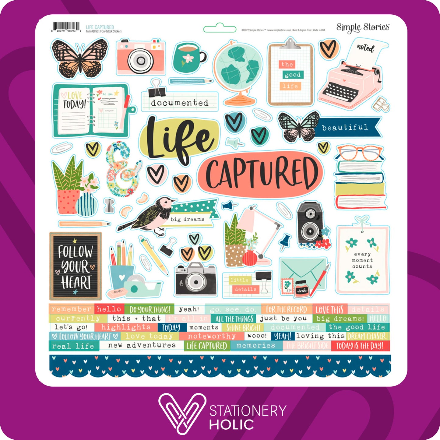 Simple Stories - Hoja de Stickers 12 x 12 - Life Captured