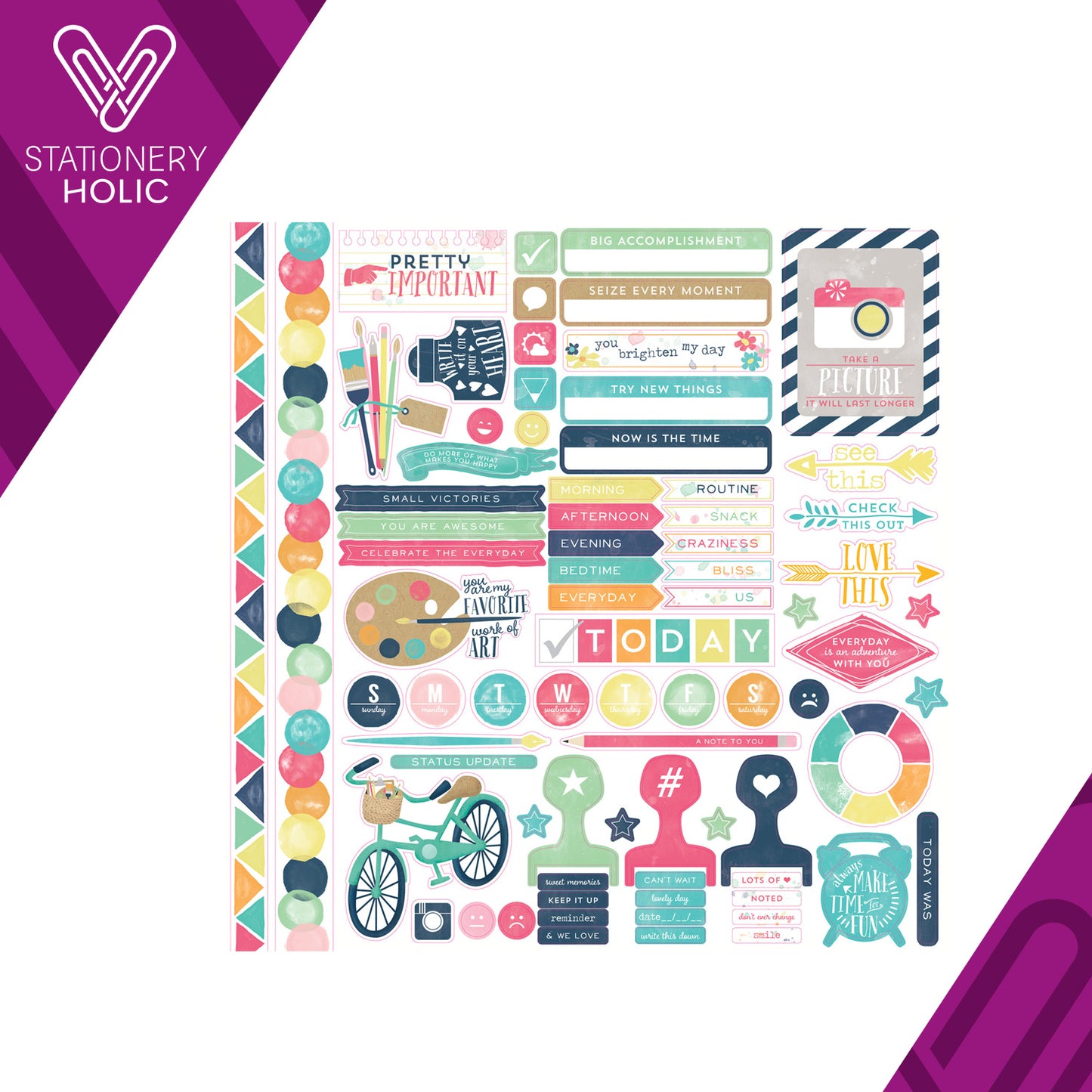 Echo Park - Hoja de Stickers 12 x 12 - Creative Agenda