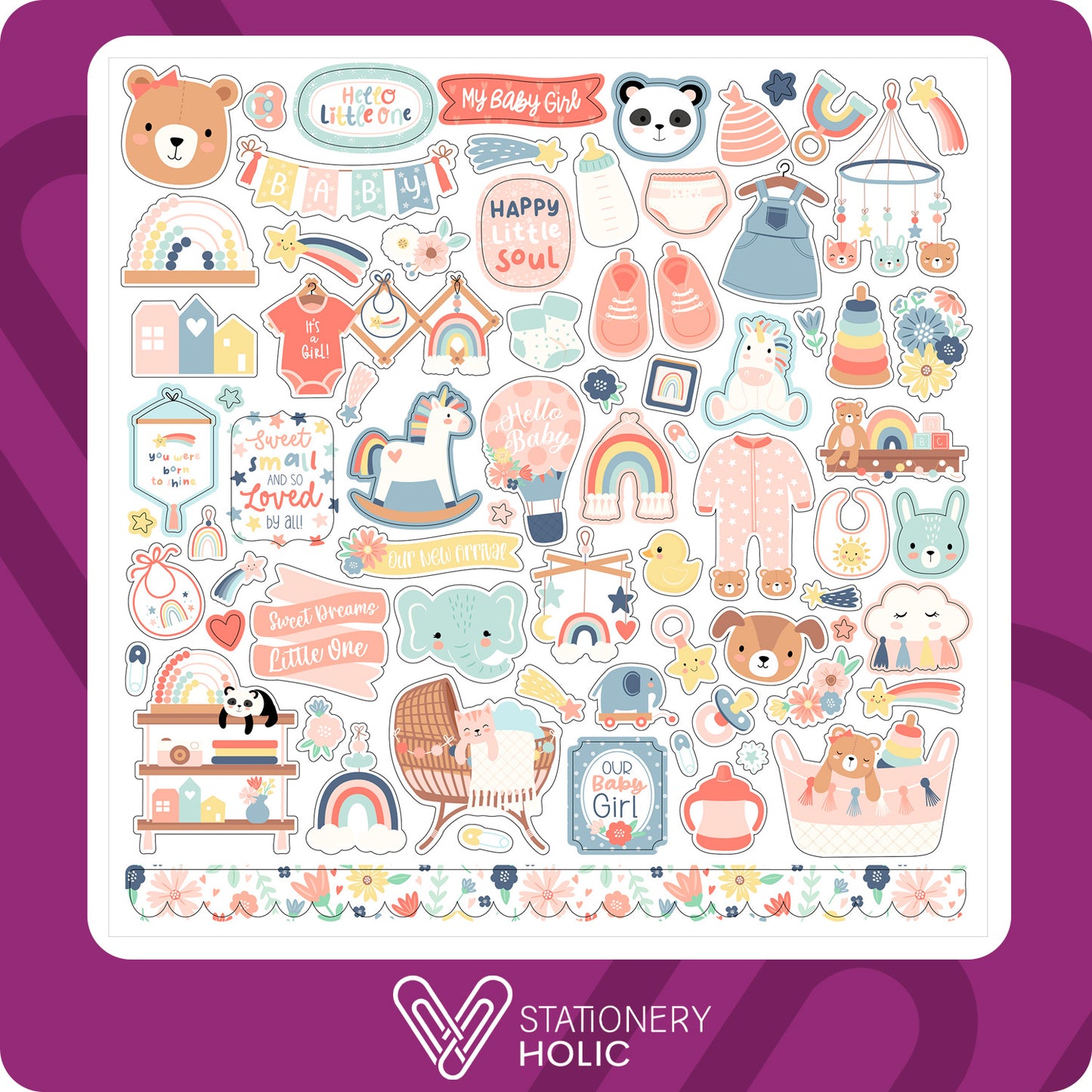 Echo Park - Hoja de Stickers 12 x 12 - Baby On Board Girl