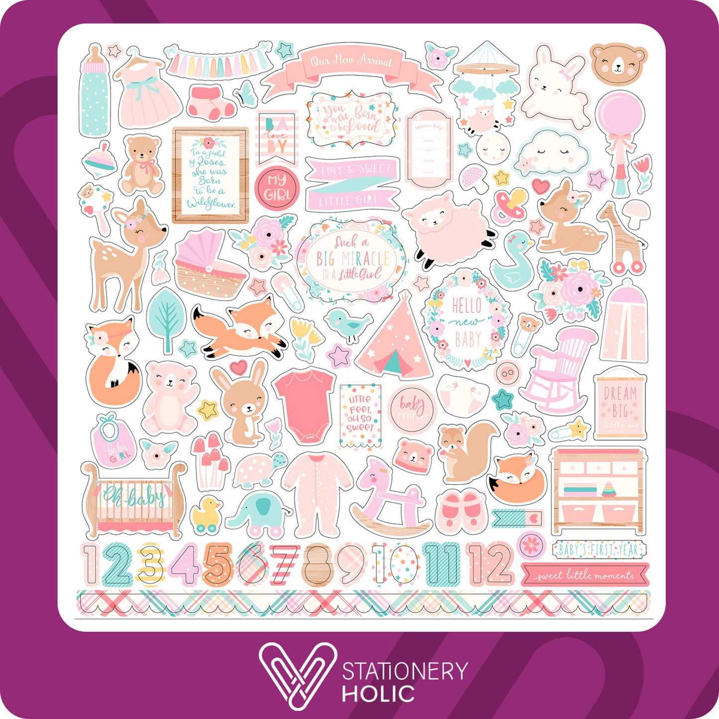 Echo Park - Hoja de Stickers 12 x 12 - Hello Baby Girl