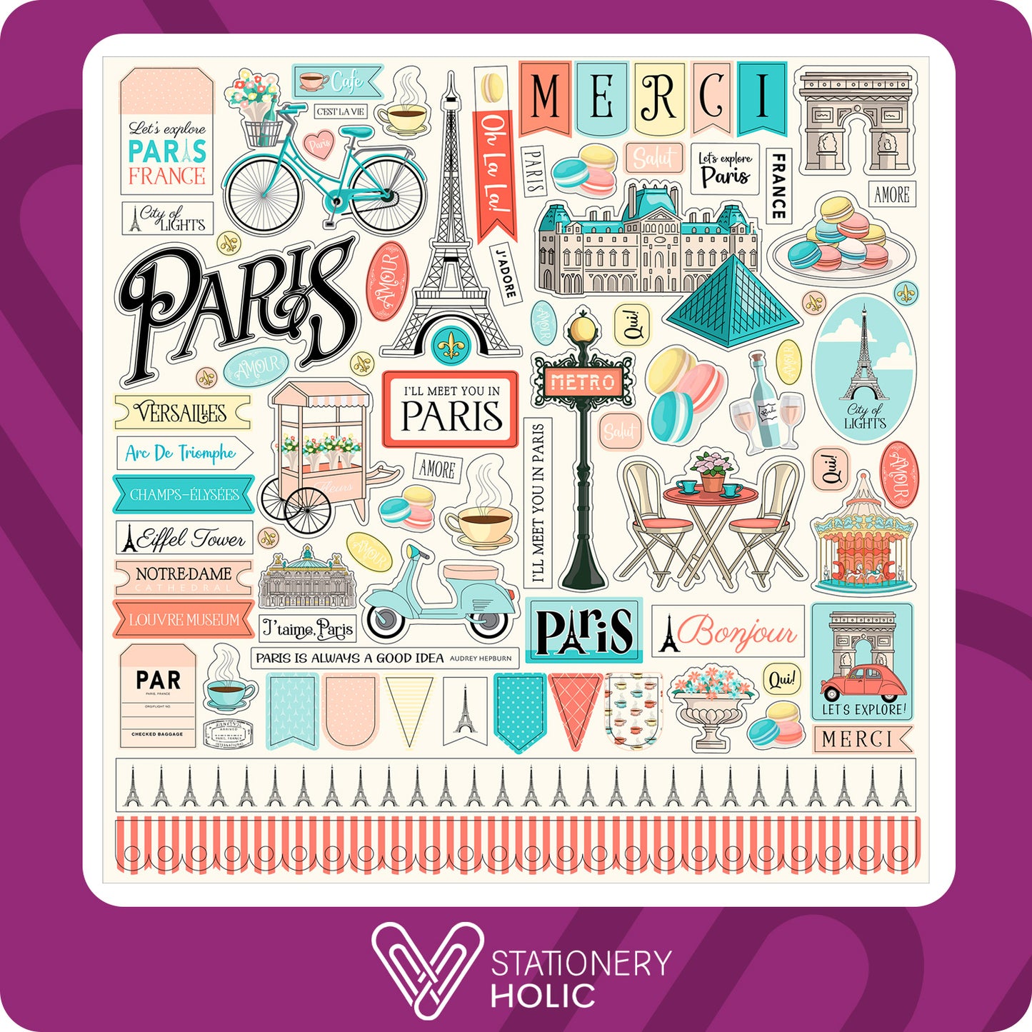 Echo Park - Hoja de Stickers 12 x 12 - Paris