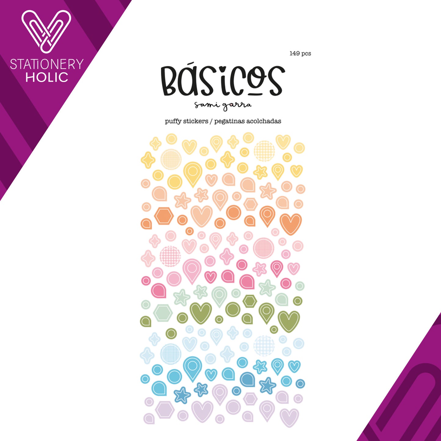 Sami Garra - Puffy Stickers - Basicos 6 Colores