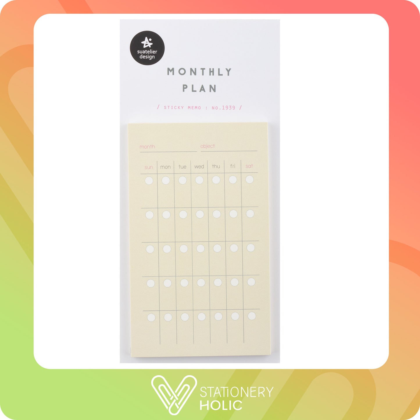 Suatelier - Sticky Notes - Monthly Plan