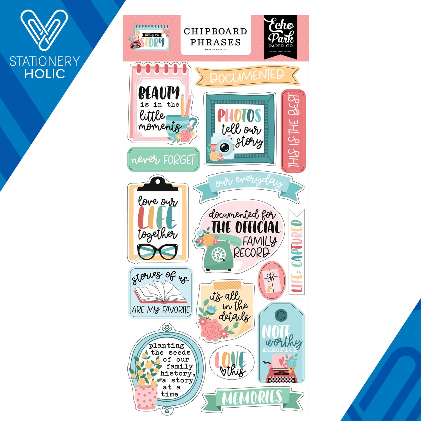 Echo Park - Chipboard Phrases - Telling Our Story