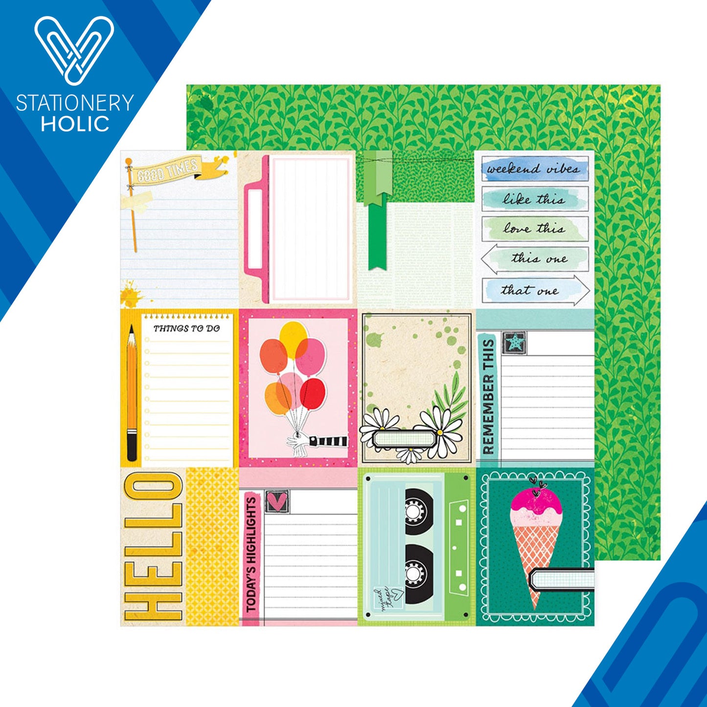 Vicky Boutin - Hoja de Papel 12 x 12 - Bold + Bright - 3 x 4 Tags
